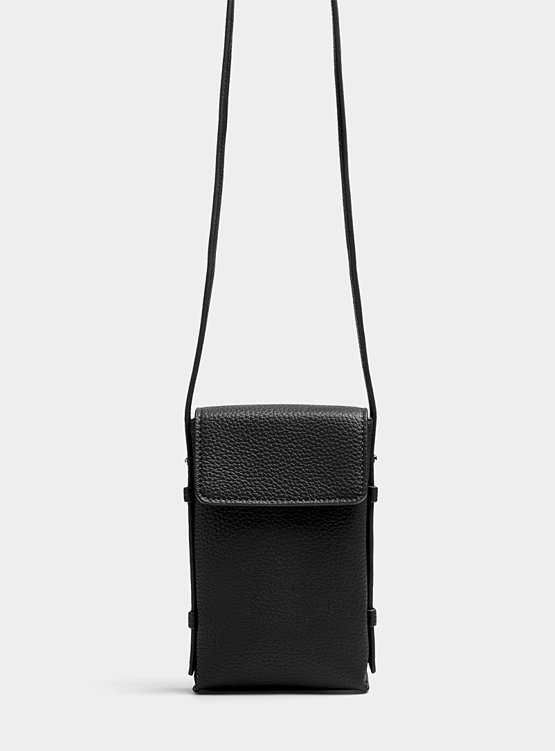 Le 31 Black Small pebbled faux-leather shoulder bag for men