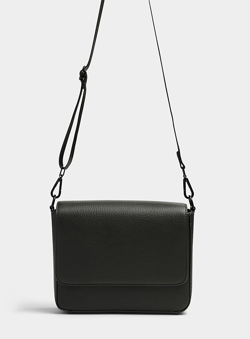 Le 31 Black Faux-leather flap shoulder bag for men