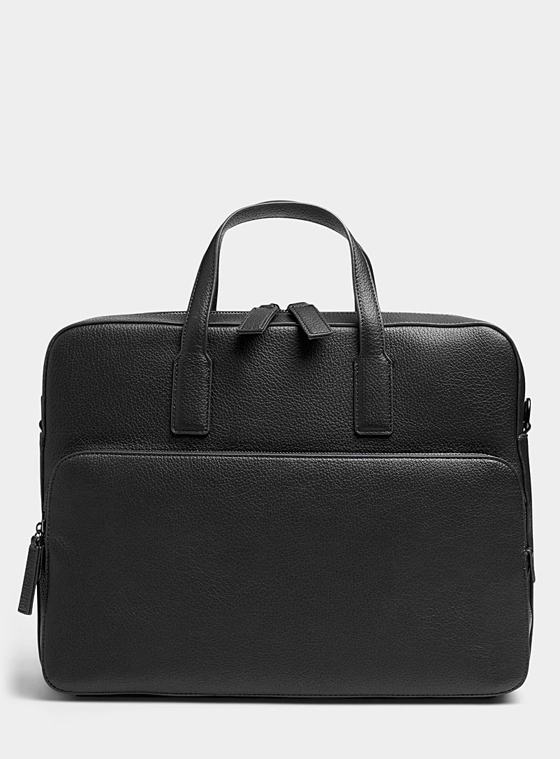 Le 31 Black Grainy faux-leather messenger bag for men