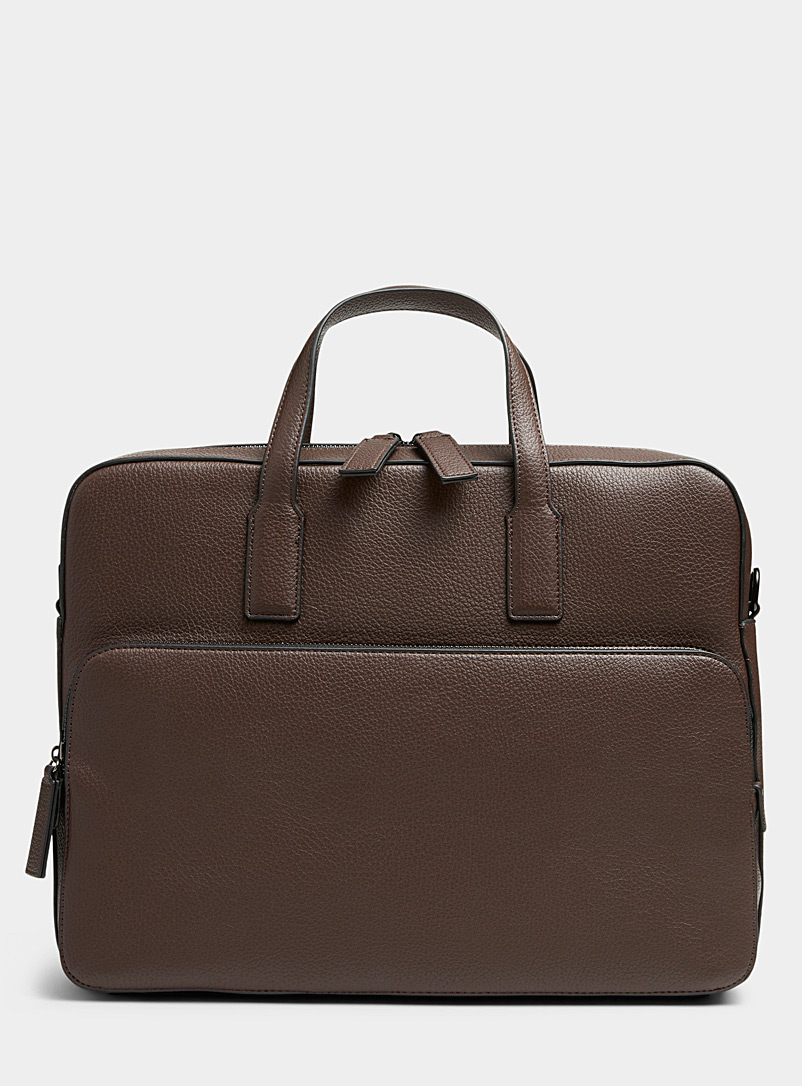 Le 31 Dark Brown Grainy faux-leather messenger bag for men
