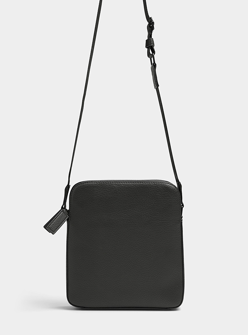 Le 31 Black Double-compartment faux-leather shoulder bag for men