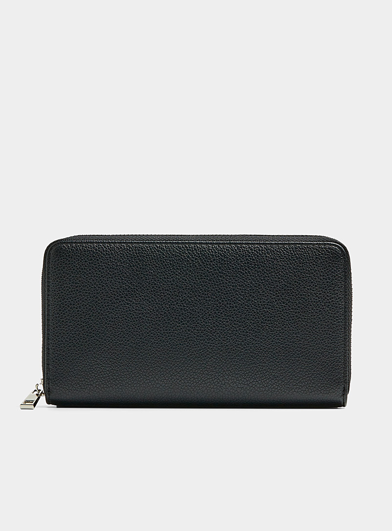 Simons: Le portefeuille minimaliste recyclé grenu Noir pour femme