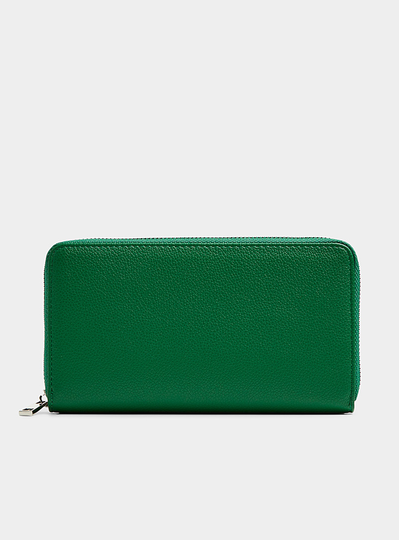 Simons Green Pebbled recycled minimalist wallet for women