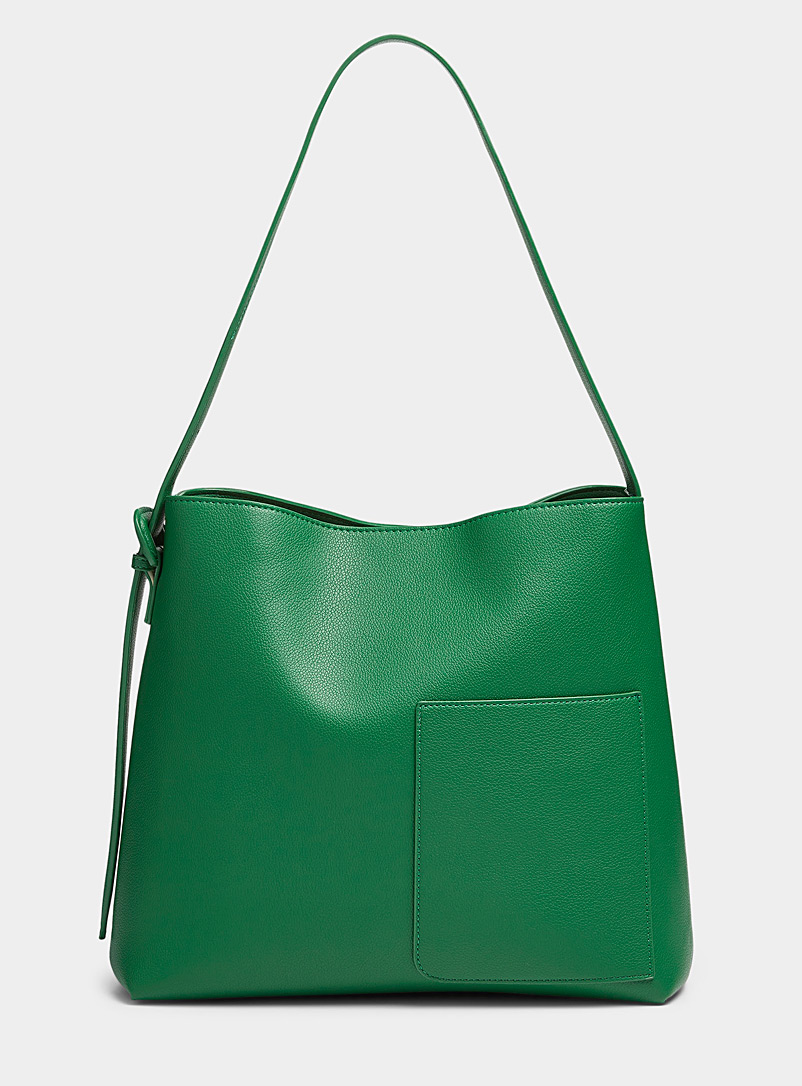 Simons Green Pebbled patch-pocket tote for women