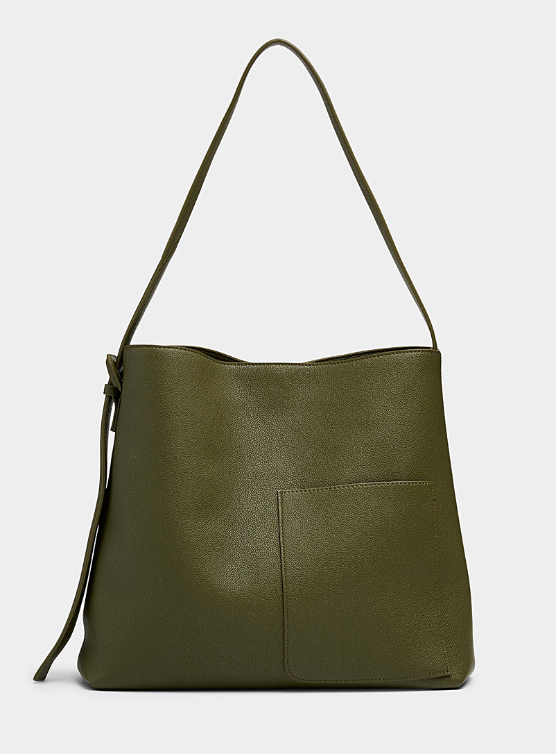 Simons Mossy Green Pebbled patch-pocket tote for women