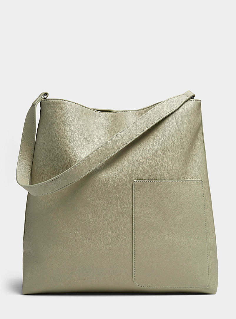 Simons Lime Green Patch-pocket minimalist tote for women