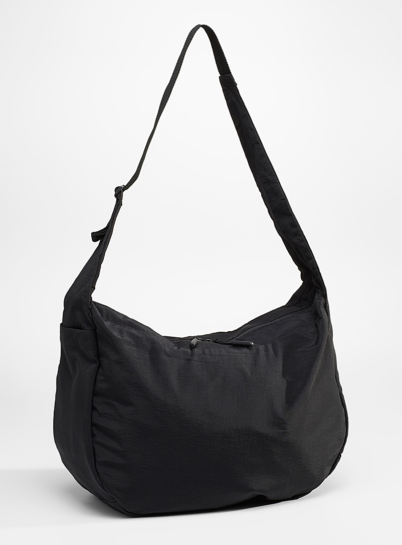 Simons Black Recycled fabric hobo bag for women