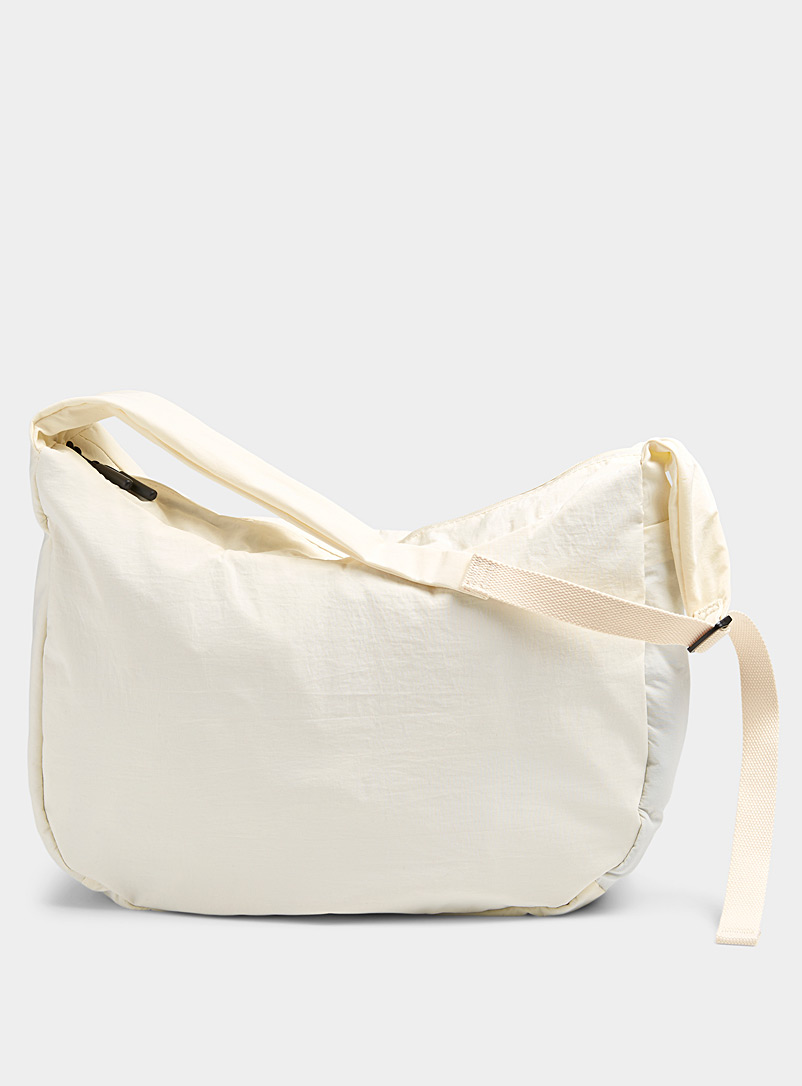 Simons Ivory White Recycled fabric hobo bag for women