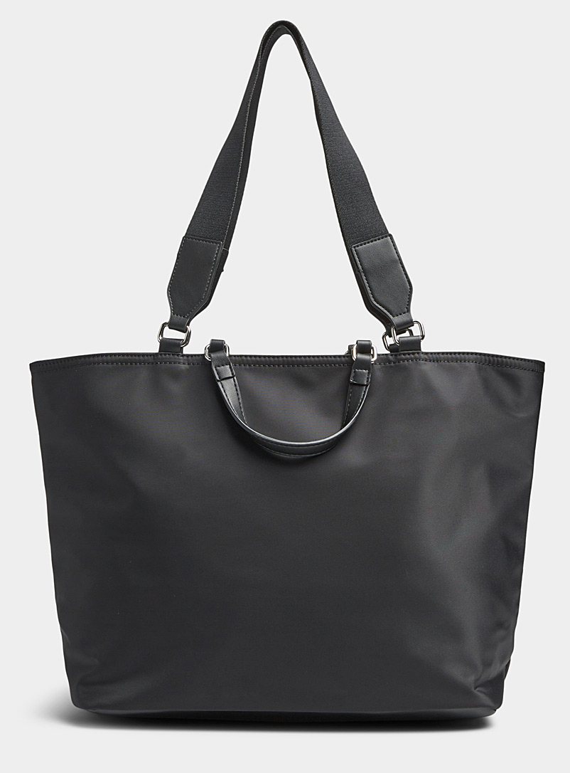 Simons Black Recycled-fabric tote for women