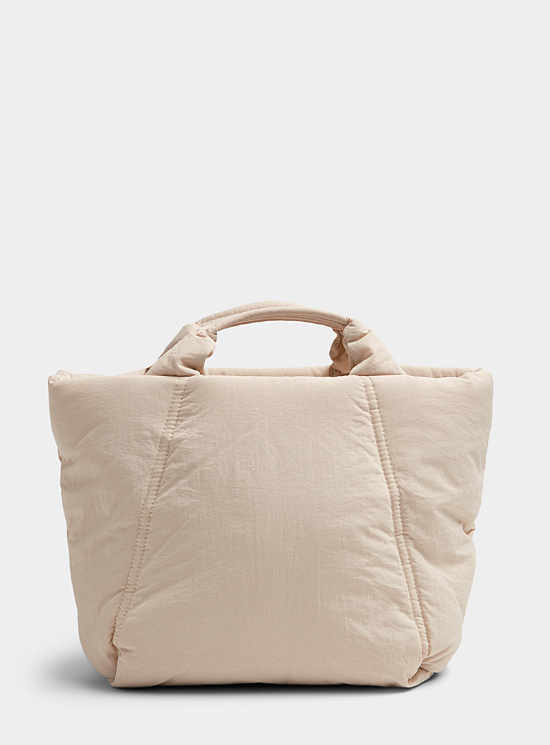 Simons Cream Beige Puffy small recycled bag for women