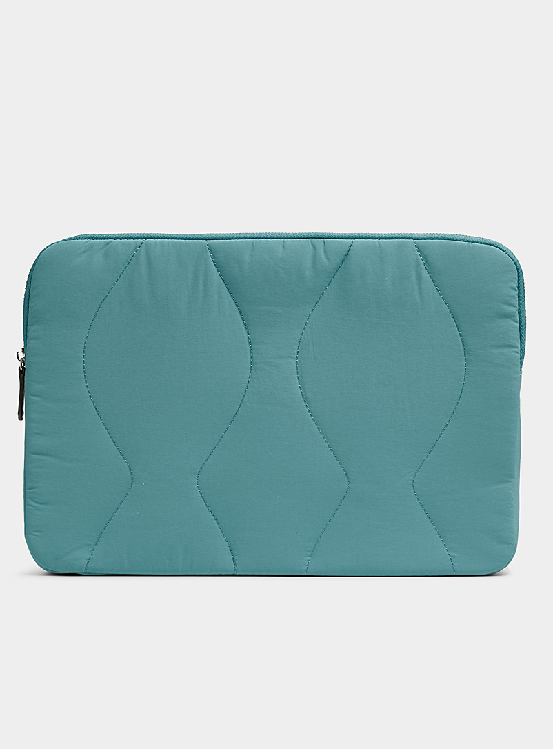 Simons Bottle Green Onion quilted recycled laptop case for women