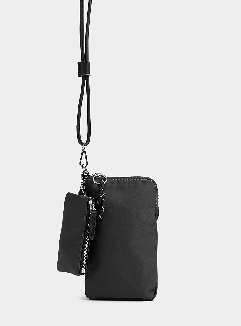 Simons Black Recycled phone pouch for women