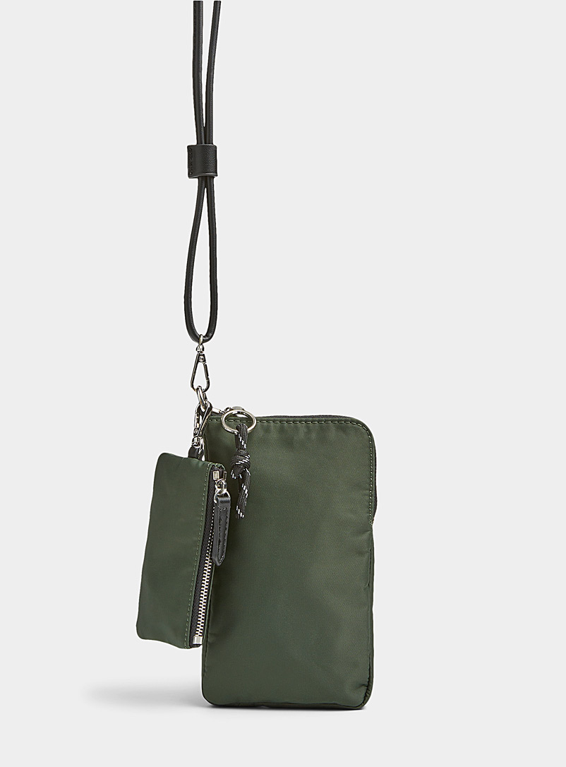 Simons Khaki Recycled phone pouch for women