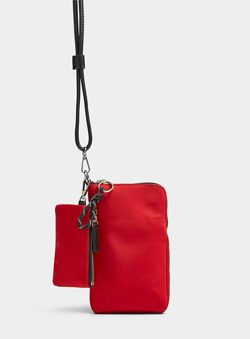 Simons Red Recycled phone pouch for women