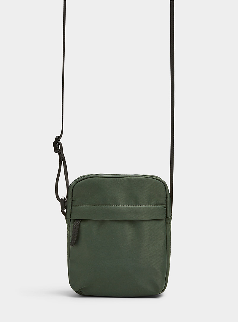 Le 31 Mossy Green Small nylon shoulder bag for men