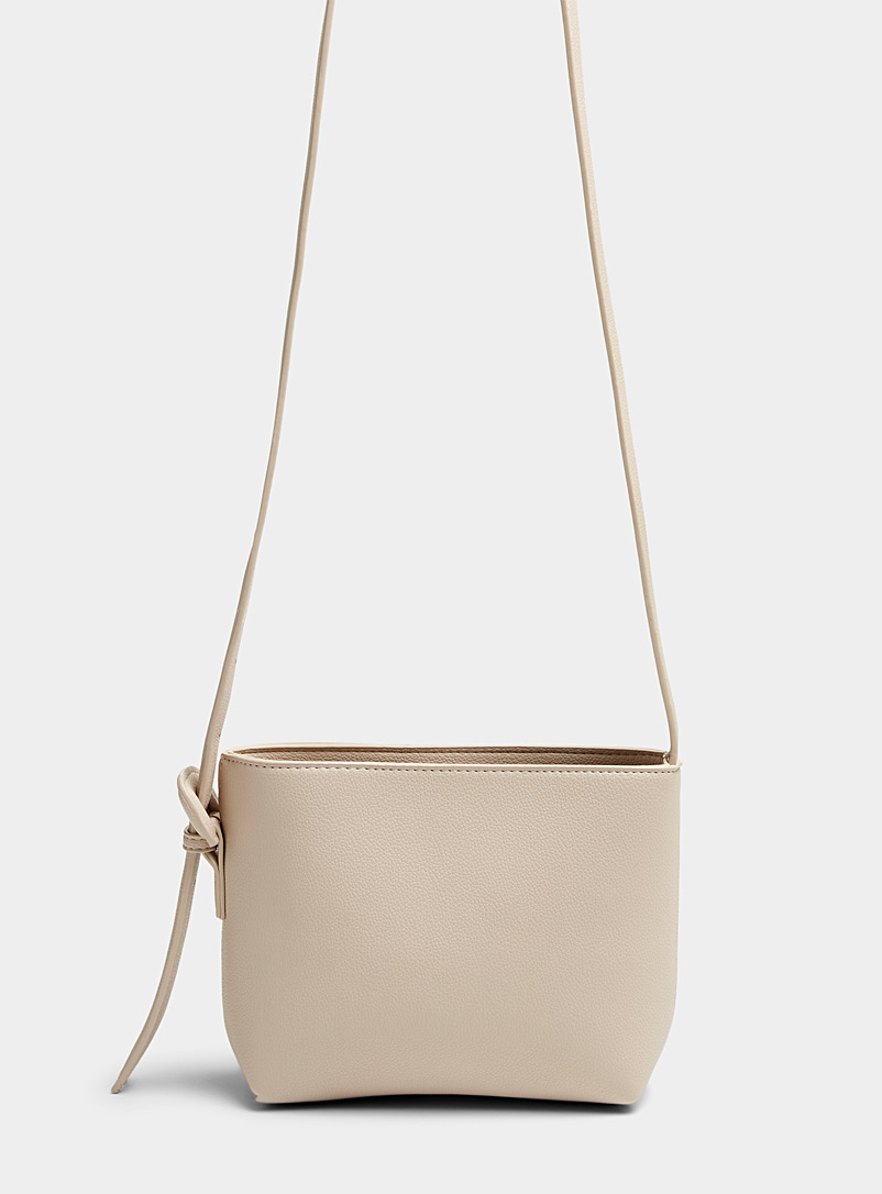 Simons Cream Beige Small pebbled recycled square bag for women