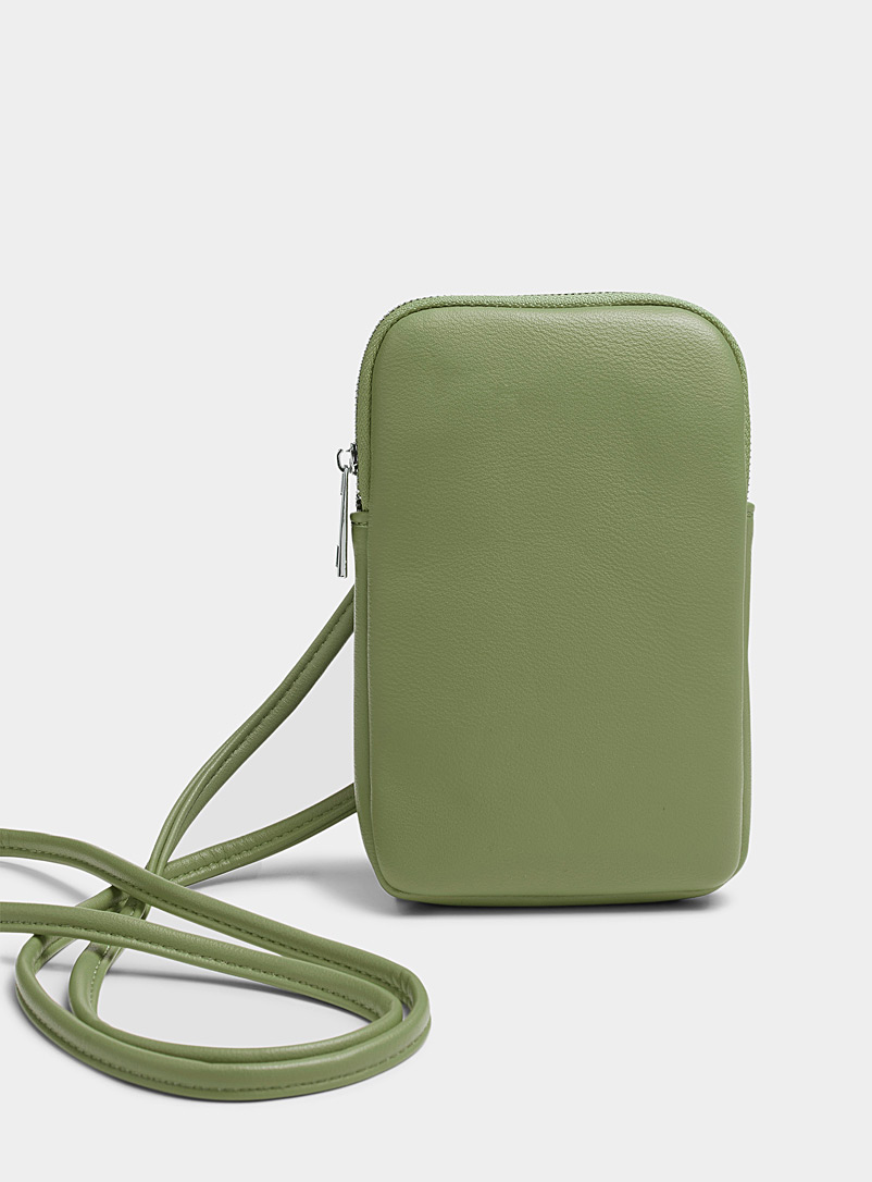 Simons Khaki Pebbled recycled phone clutch for women