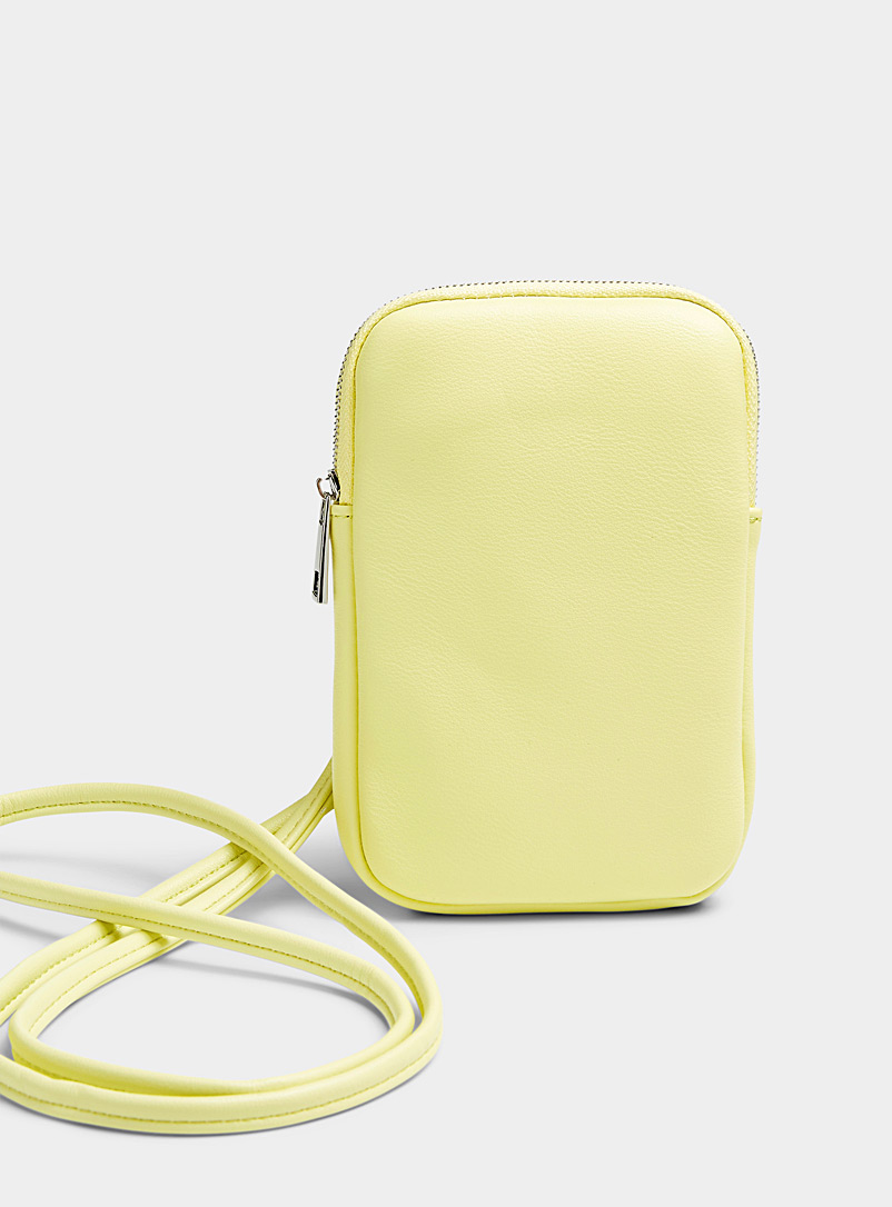 Simons Light Yellow Pebbled recycled phone clutch for women
