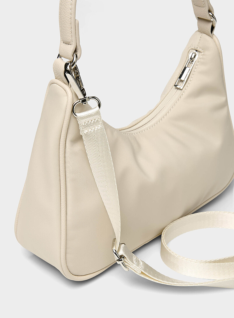 Simons: Le sac d'&eacute;paule toile luxe Ivoire - Beige cr&egrave;me pour femme