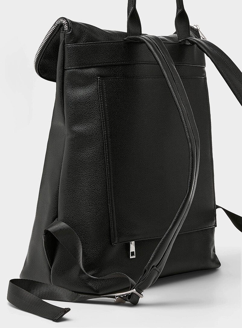 Zipped-flap pebbled faux-leather backpack product image 2