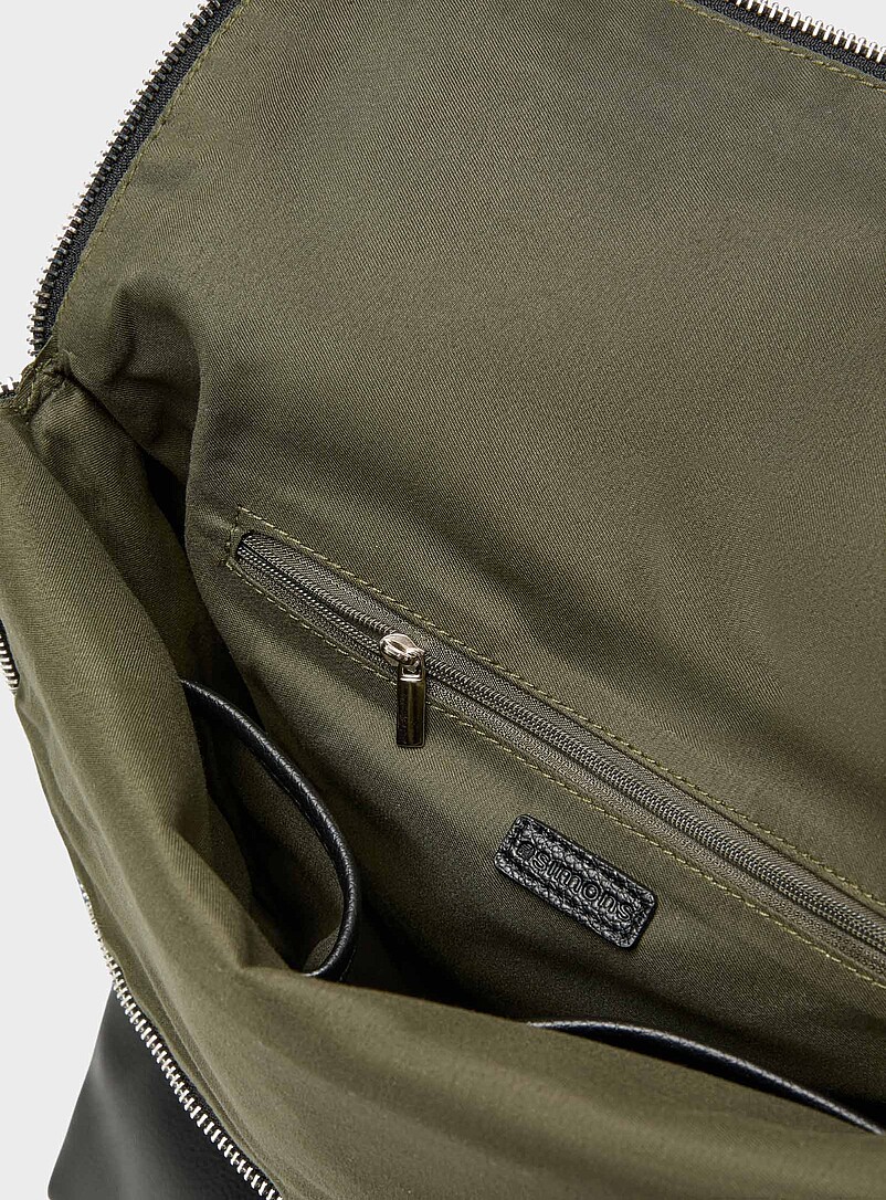 Zipped-flap pebbled faux-leather backpack product image 3