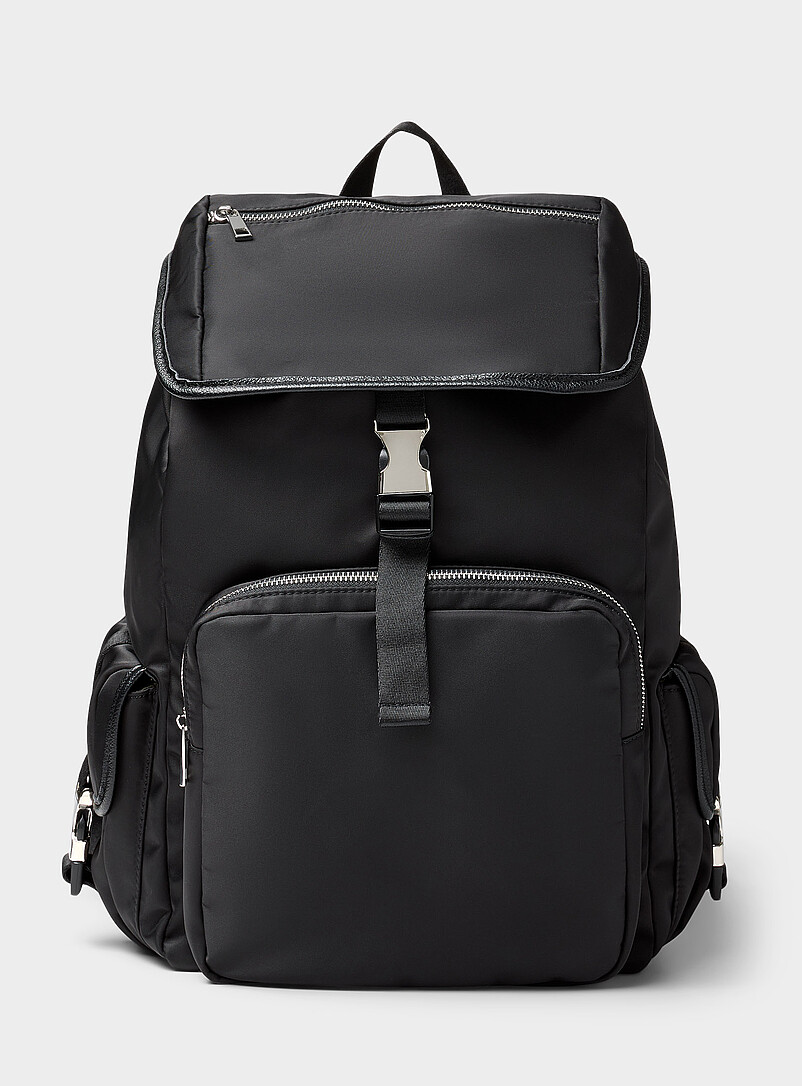 Silver-clip recycled nylon backpack product image (primary)