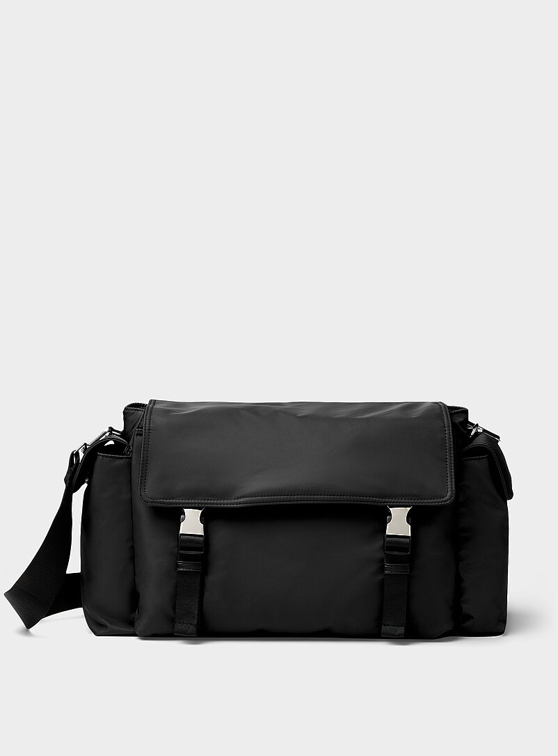 Silver-Clip Recycled Nylon Messenger Bag