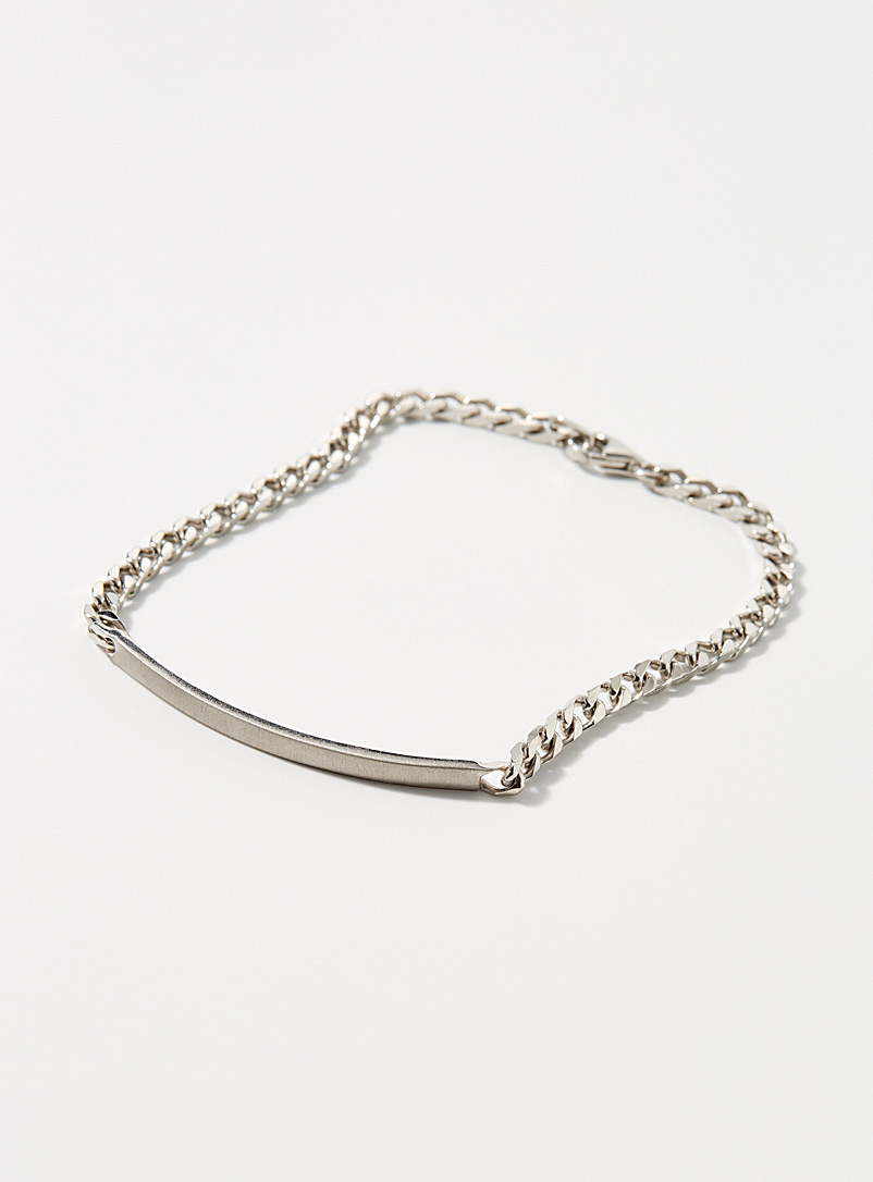 Miansai Silver Embossed plate chain bracelet for men