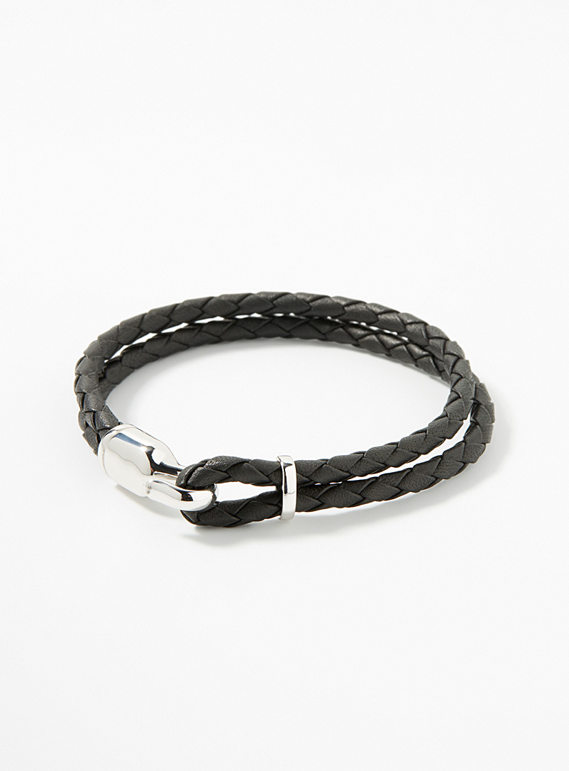 Miansai Black Single Trice braided leather bracelet for men