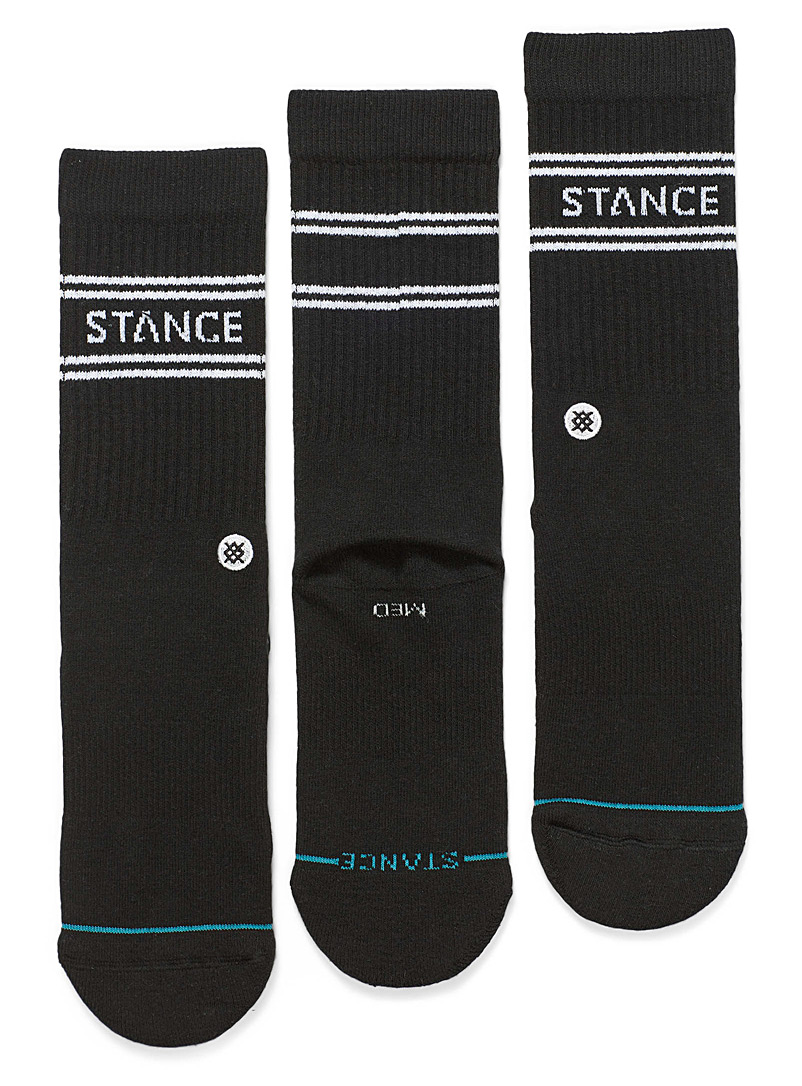 Stance Black Contrast logo mid-length socks 3-pack for men