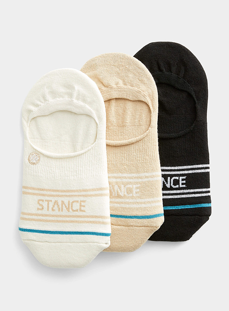 Stance Patterned Brown Contrast logo ped socks 3-pack for men