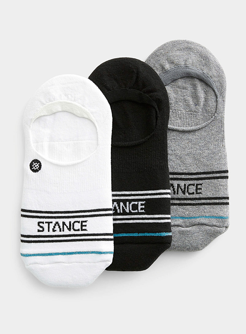 Stance Patterned Grey Contrast logo ped socks 3-pack for men
