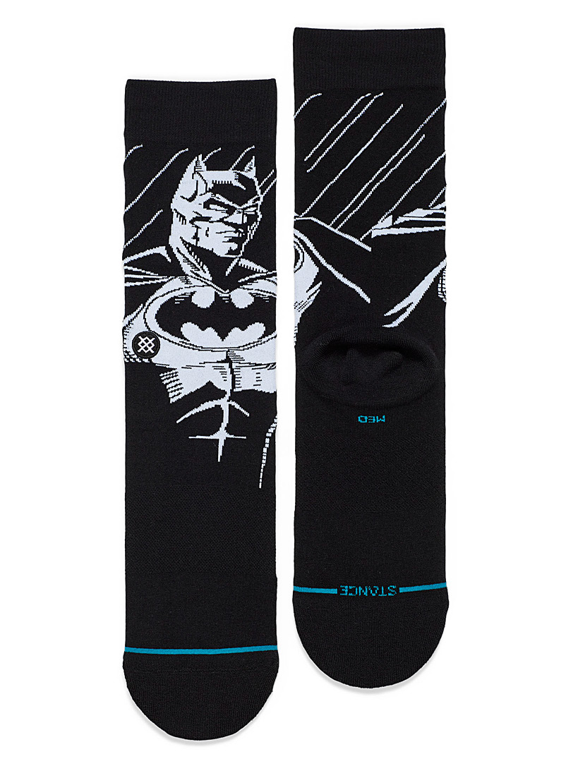 Stance Patterned Black Black and white Batman socks for men