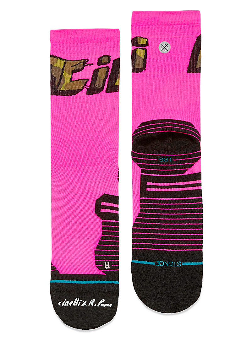 Stance Medium Pink Cinelli x Russ Pope neon biker socks for men