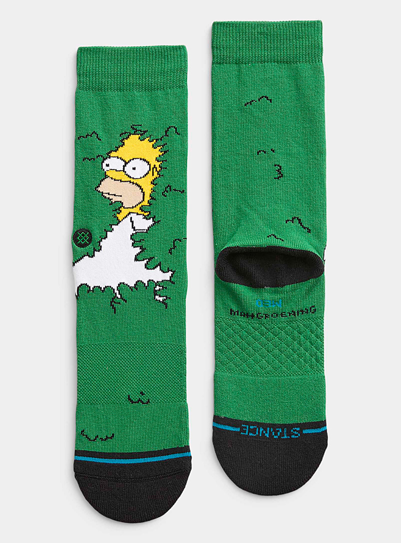 Stance Patterned Green Homer Simpson socks for men