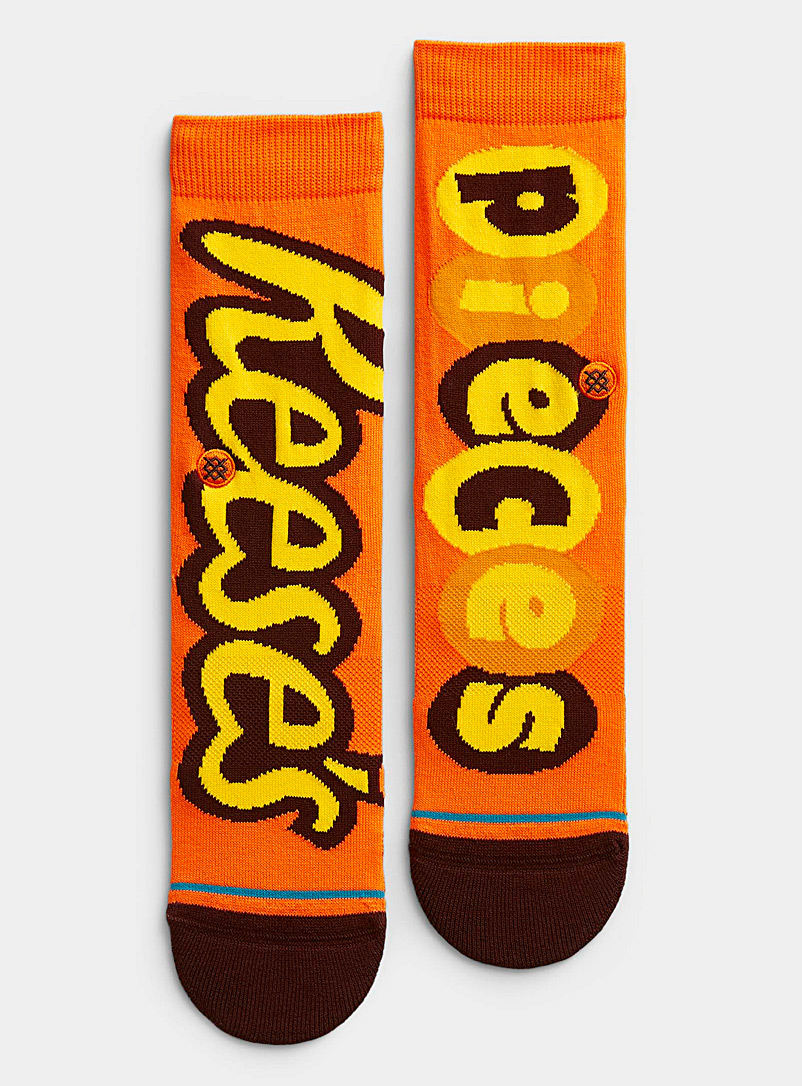 Stance Patterned Orange Reese's sock for men