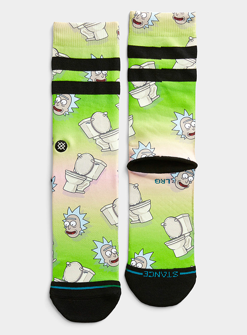 Stance Patterned Green Rick and Morty sock for men
