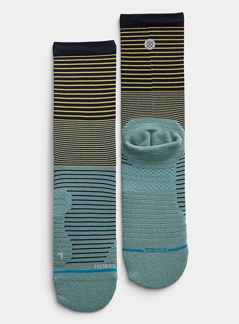 Stance Patterned gold Colour blocking stripe sock for men