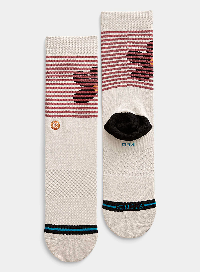 Stance Ecru/Linen Daisy and stripe sock for men
