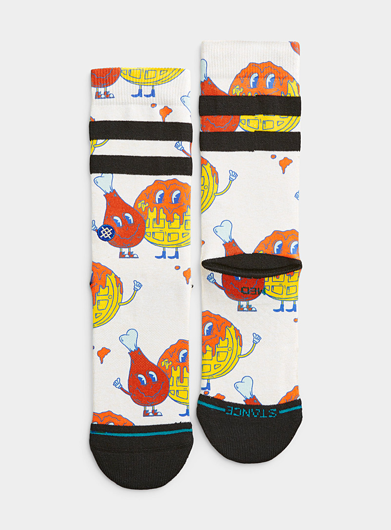 Stance Patterned white Chicken and waffle sock for men