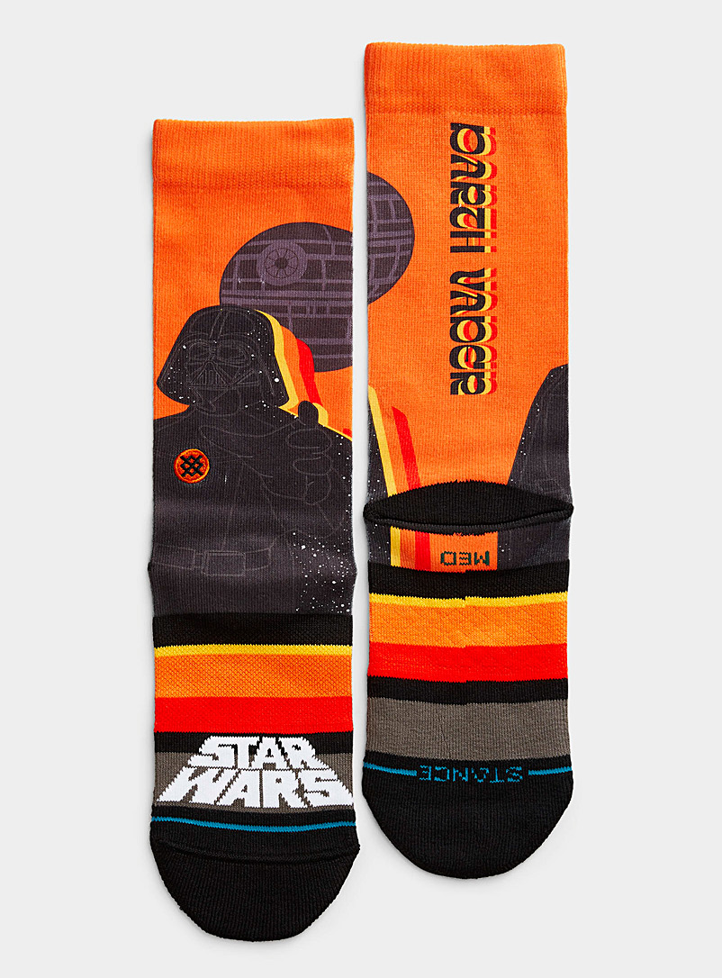 Stance Patterned Orange Darth Vader sock for men