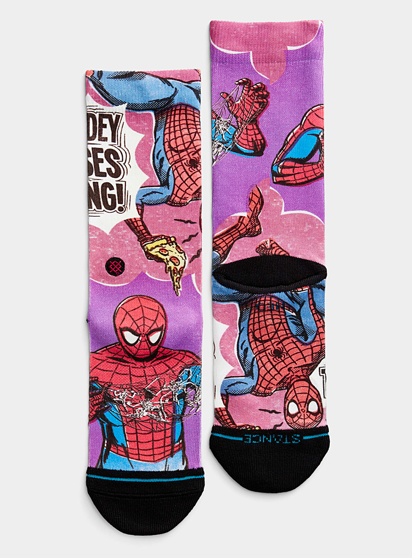 Stance Patterned Crimson Spiderman sock for men
