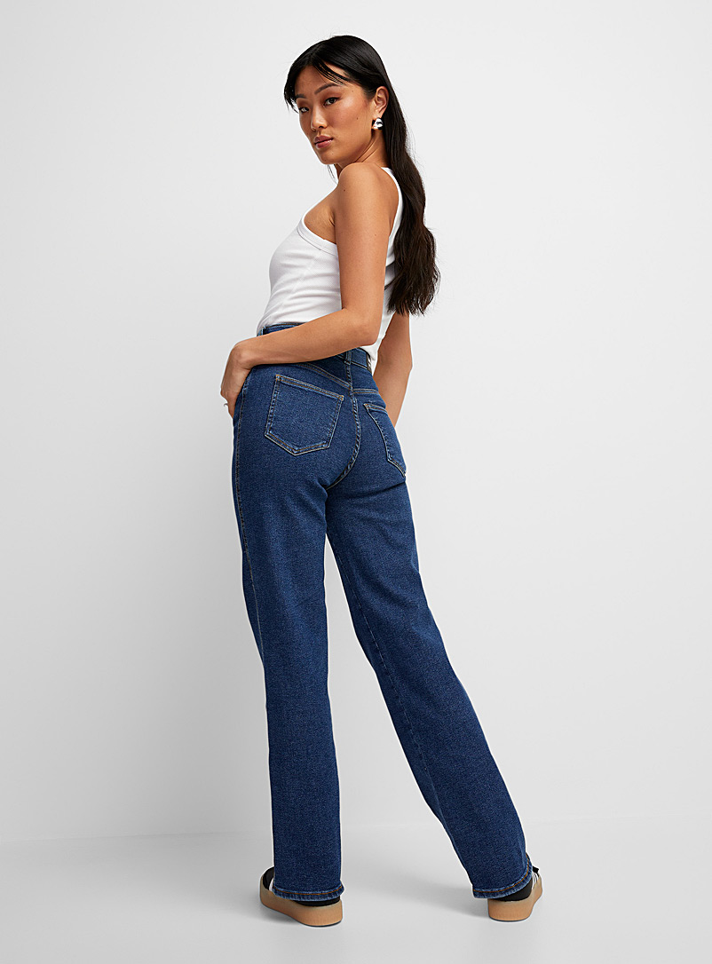 Dr Denim: Le jean droit extensible indigo Lexy Bleu moyen - Ardoise pour femme