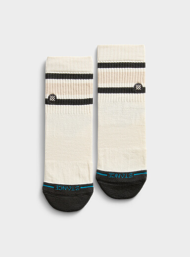 Striped cream ankle socks