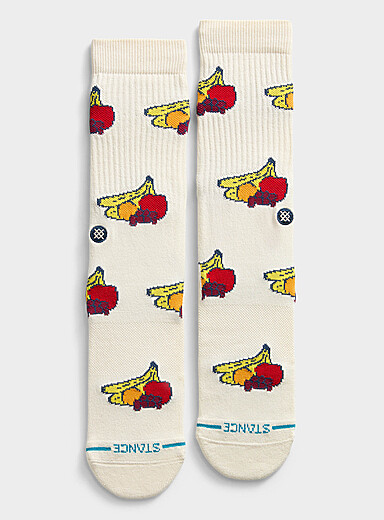 Stance: La chaussette rayures fruits d&eacute;licieux Ivoire - Beige cr&egrave;me pour homme