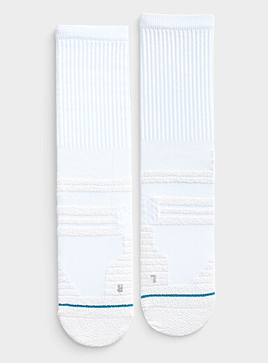 Stance: La chaussette antid&eacute;rapante Fusion Grip Hauteur mi-mollet Blanc pour homme