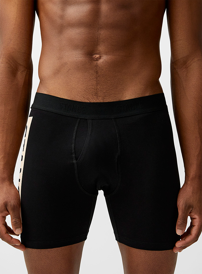 Stance Black Large logo sporty boxer brief for men