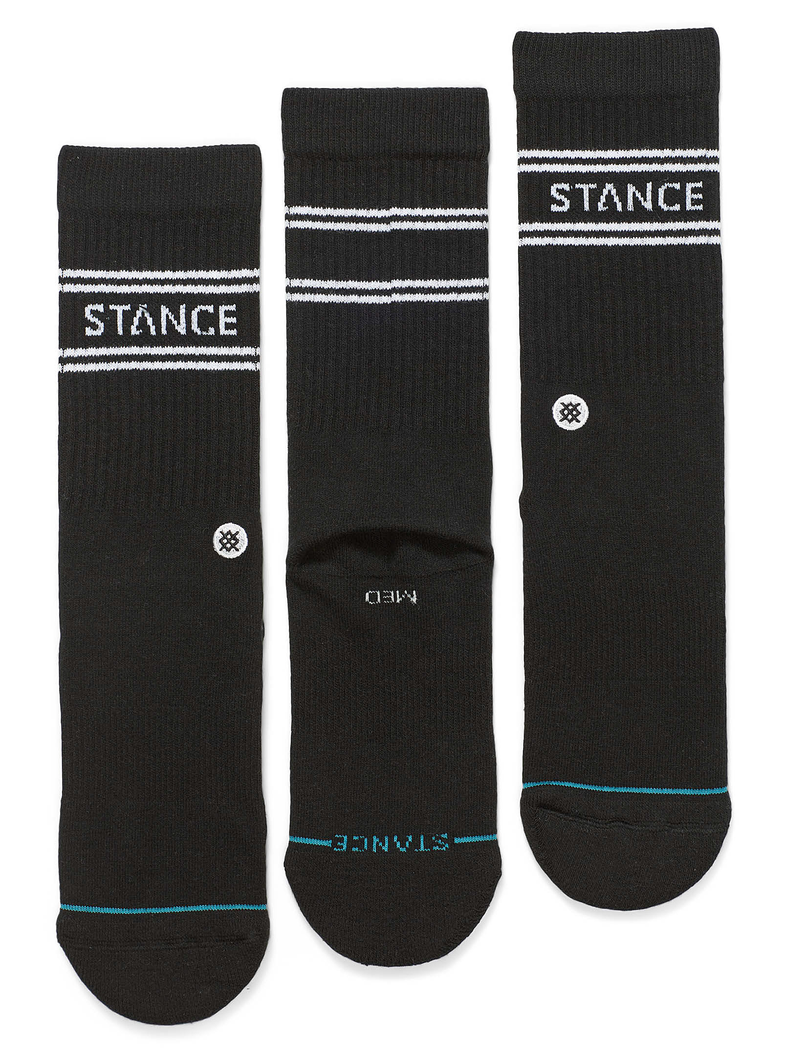 Stance Contrast Logo Mid-length Socks 3-pack In Black