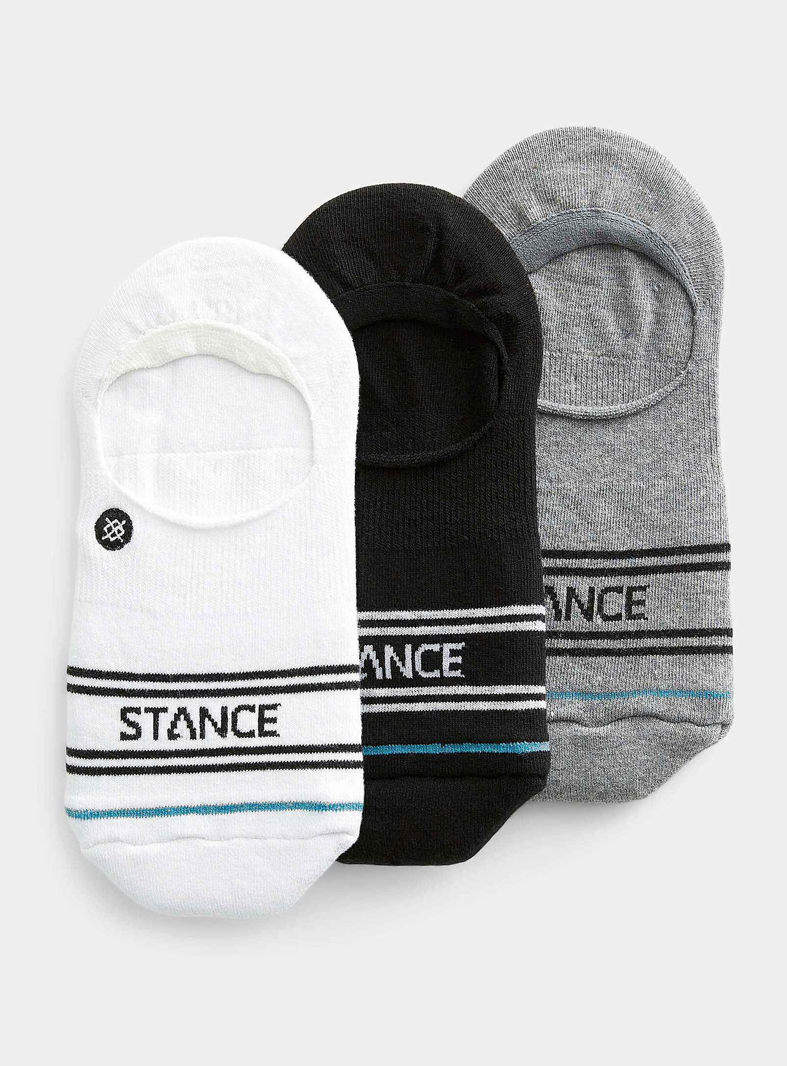 Stance Contrast Logo Ped Socks 3-pack In Patterned Grey