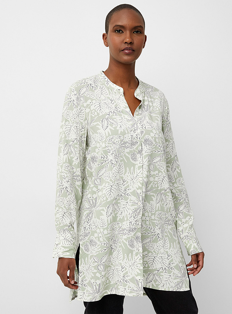 Contemporaine Kelly Green Enchanting nature fluid tunic for women